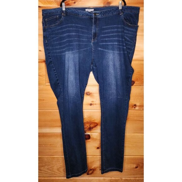 Woman Within High Rise Straight Stretch Blue Jeans Plus Size 30W Tall - Picture 6 of 12